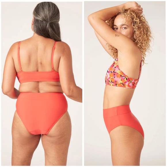 Modibodi Recycled Keyhole Crop Top + Hi-Waist Cheeky Briefs (Poppy Red) - Picture 2 of 6